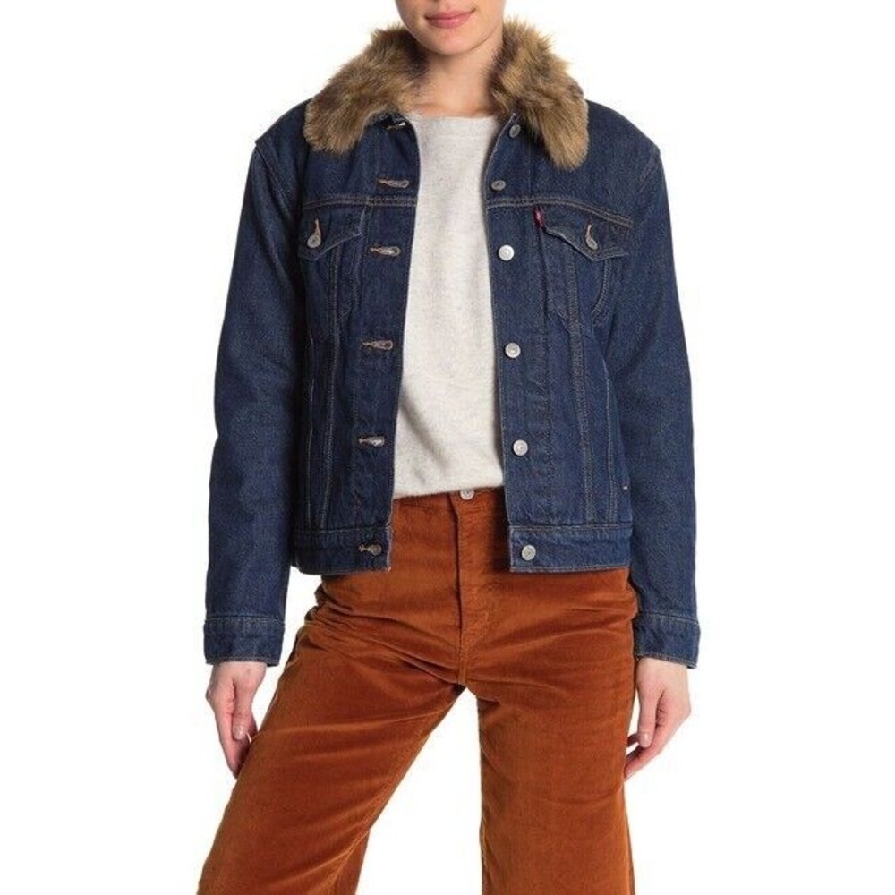 Levi's women's‎ Reversible Faux Fur & Denim Trucker Jacket size Small S $168